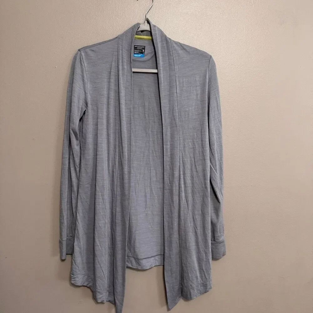 Icebreaker women's small grey Cool-Lite Merino Sphere Lightweight Open Cardigan